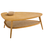 Журнальный стол из массива дуба и декором из плетеного ротанга Reyer Rattan Coffee Table варинант исполнения - 1 | Loft Concept в Брянске