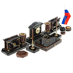 Настольный письменный набор с часами из природного камня обсидиана Peace Contract варинант исполнения - 2 | Loft Concept в Брянске