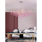 Люстра овальная с розовыми стеклянными подвесками в форме капель FAIRYTREE Light варинант исполнения - 4 | Loft Concept в Брянске
