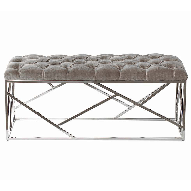 Банкетка Serene Furnishing Chromium Top Бежево-серый Хром Банкетка Serene Furnishing Chromium Top Бежево-серый Хром в Брянске | Loft Concept