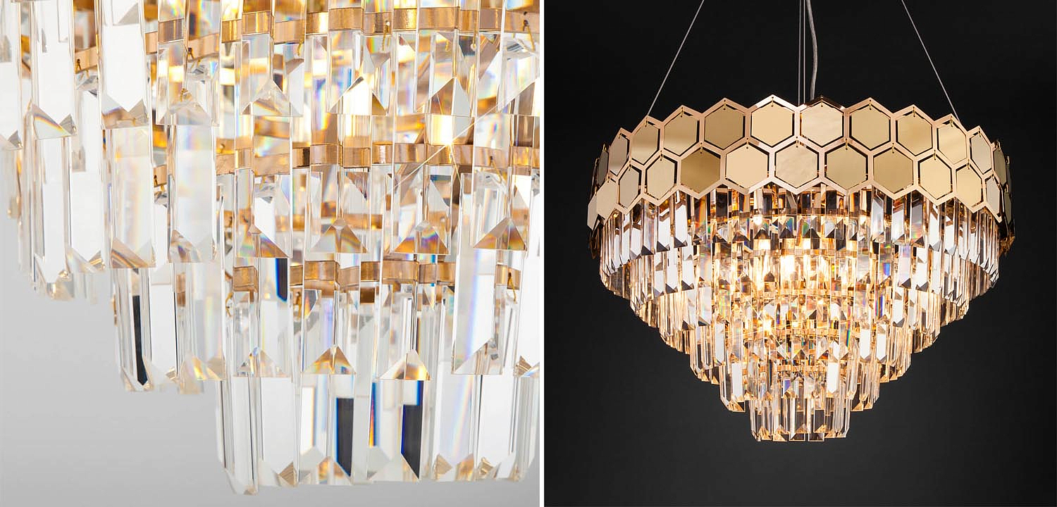 Люстра Hanging Hexagon Moira Chandelier gold Люстра Hanging Hexagon Moira Chandelier gold - Loft-Concept в Брянске