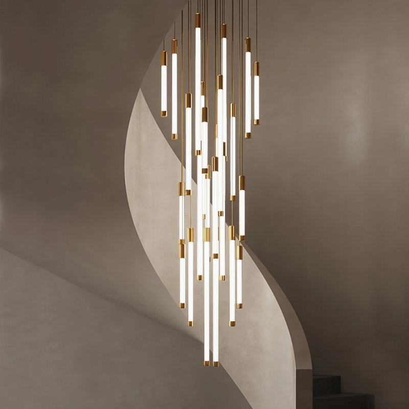 Люстра в современном стиле с 30-ю каскадными светодиодными лампами Golden LED Rain Золотой Белый Люстра в современном стиле с 30-ю каскадными светодиодными лампами Golden LED Rain Золотой Белый в Брянске | Loft Concept