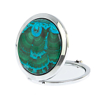 Зеркало карманное складное круглое из натурального камня Малахит с Хризоколлой в подарочной упаковке Silver Stone Mirrors варинант исполнения - 2 | Loft Concept в Брянске
