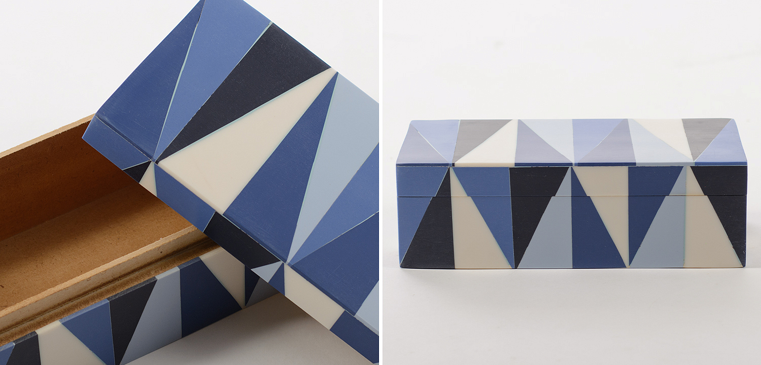 Шкатулка Blue White Triangles Bone Inlay Box Шкатулка Blue White Triangles Bone Inlay Box - Loft-Concept в Брянске