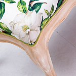 Банкетка из натурального бука золотистая с изображением птиц и цветов Blooming Birds варинант исполнения - 2 | Loft Concept в Брянске