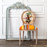 Стул бежевый в разноцветную полоску из натурального бука с изображением птиц и цветов Blooming Yellow Red Birds Colorful Stripes Chair варинант исполнения - 5 | Loft Concept в Брянске