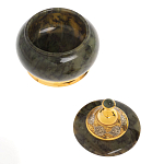 Икорница с крышкой с гравировкой из натурального камня Нефрит Decorative Cavair Dishes варинант исполнения - 7 | Loft Concept в Брянске