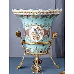 Ваза из голубого фарфора с рисунком птиц и цветов и декоративными элементами Blue Garden варинант исполнения - 7 | Loft Concept в Брянске