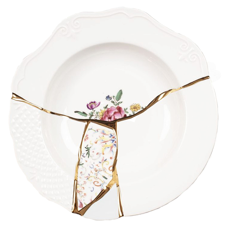 Тарелка глубокая Seletti Kintsugi 2 Белый Золотой Мульти Тарелка глубокая Seletti Kintsugi 2 Белый Золотой Мульти в Брянске | Loft Concept
