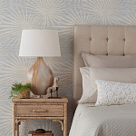 Настольная лампа на прозрачным основании с тканевым конусообразным абажуром Cream варинант исполнения - 2 | Loft Concept в Брянске