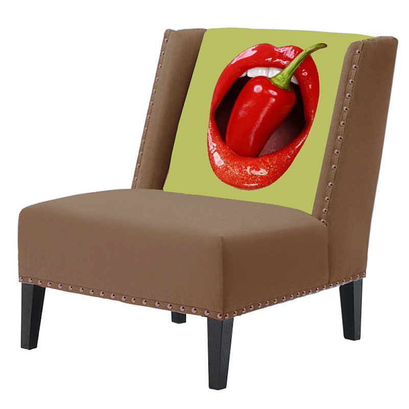 FUN Armchair "Chili Pepper" Beige Дизайнерское кресло с цветным принтом Бежевый FUN Armchair "Chili Pepper" Beige Дизайнерское кресло с цветным принтом Бежевый в Брянске | Loft Concept