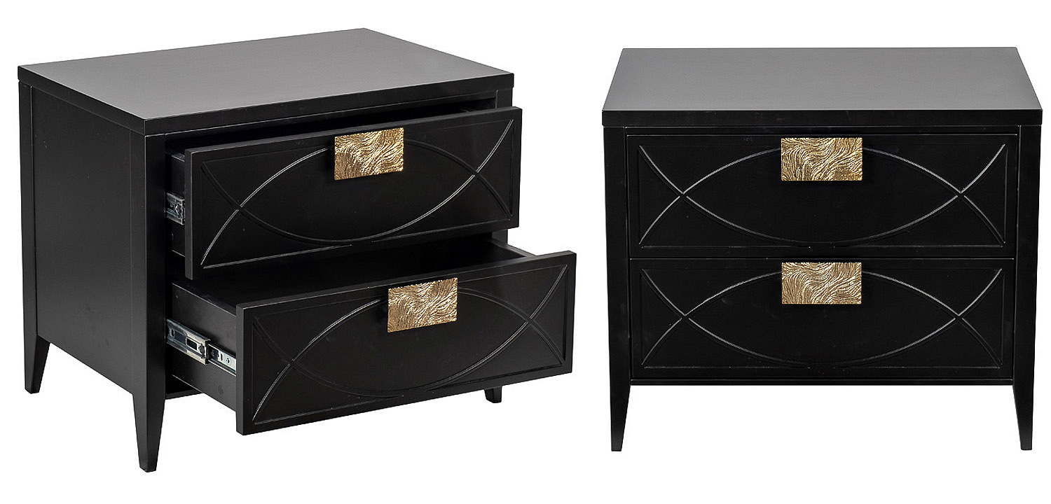 Тумба с 2-мя ящиками Amelie Black Nightstand Черная Тумба с 2-мя ящиками Amelie Black Nightstand Черная - Loft-Concept в Брянске