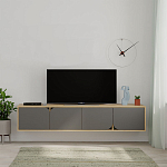 ТВ-тумба подвесная цвета древесины с 4-мя темно-серыми дверцами SPARK TV STAND OAK ANTHRACITE варинант исполнения - 1 | Loft Concept в Брянске