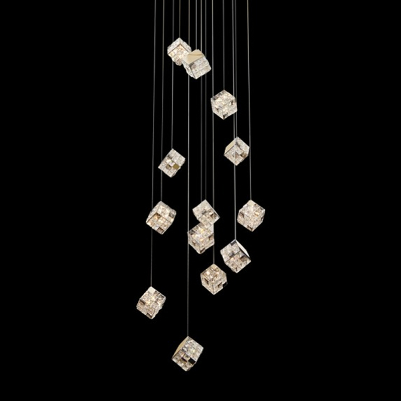 Люстра каскадная с мозаичным хрустальным оформлением Sparks of Crystal Прозрачный Хром Золотой Люстра каскадная с мозаичным хрустальным оформлением Sparks of Crystal Прозрачный Хром Золотой в Брянске | Loft Concept