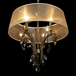 Люстра подвесная круглая с тканевым полупрозрачным абажуром и подвесками 4 лампы Gilded Elegance варинант исполнения - 5 | Loft Concept в Брянске