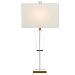 Настольная лампа с прозрачным корпусом и прямоугольным тканевым абажуром Charm and Luxury варинант исполнения - 2 | Loft Concept в Брянске