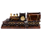 Часы настольные в виде паровоза из натурального камня Обсидиан Train Stone Clock варинант исполнения - 1 | Loft Concept в Брянске