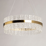 Люстра круглая золотого цвета с прозрачными рельефными стеклянными вставками Textured Glass Chandelier варинант исполнения - 4 | Loft Concept в Брянске