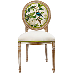 Стул бежевый из натурального бука с изображением птиц и цветов Blooming White Magnolias варинант исполнения - 1 | Loft Concept в Брянске