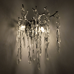 Бра цвета хром с ветвями и прозрачными стеклянными подвесками в виде вытянутых спиральных капель Droplet Chandelier варинант исполнения - 2 | Loft Concept в Брянске