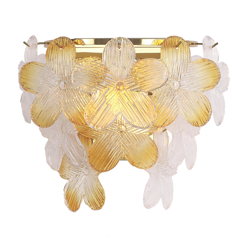 Бра с цветочными мотивами Light Floral Glow Золотой Прозрачное Стекло Янтарный в Брянске | Loft Concept 