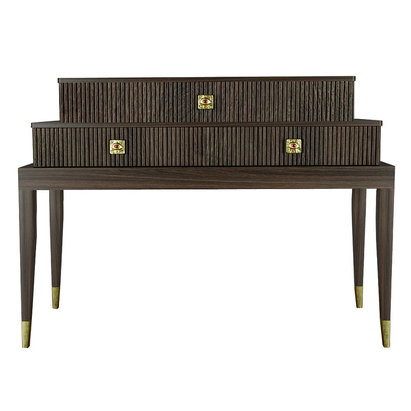 Премиальная Консоль с тремя ящиками Elsa Dreams Walnut Орех Золотой в Брянске | Loft Concept 