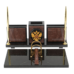 Настольный письменный набор из камня лемезит с гербом России Royal Accessory варинант исполнения - 1 | Loft Concept в Брянске