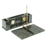 Настольный письменный набор из змеевика с подставкой под календарь и часами Successful Leader варинант исполнения - 2 | Loft Concept в Брянске