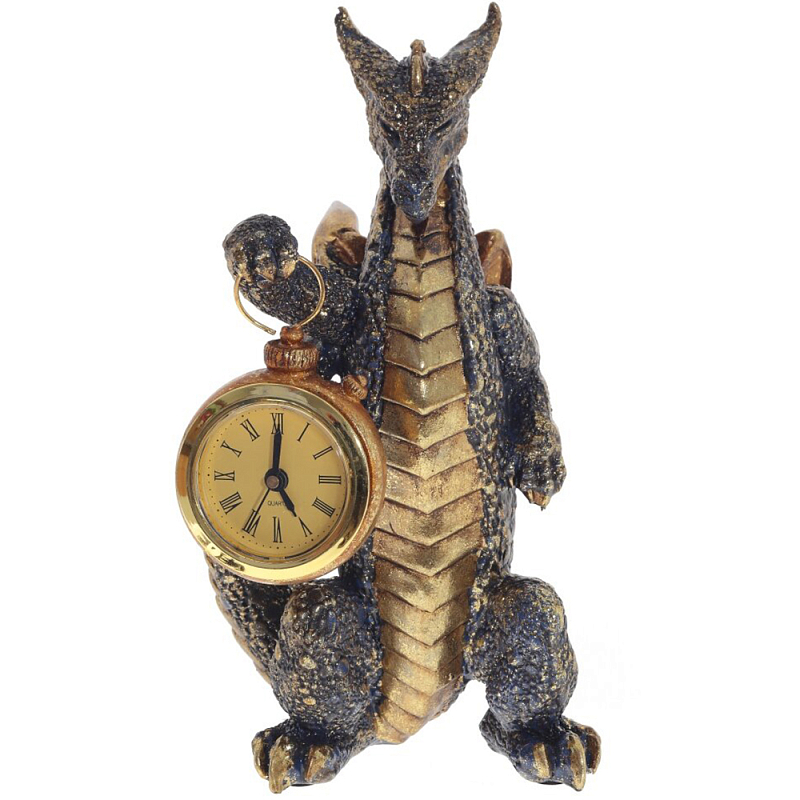 Часы в виде дракона Gold Black Dragon with Clock Золотой Черный в Брянске | Loft Concept 