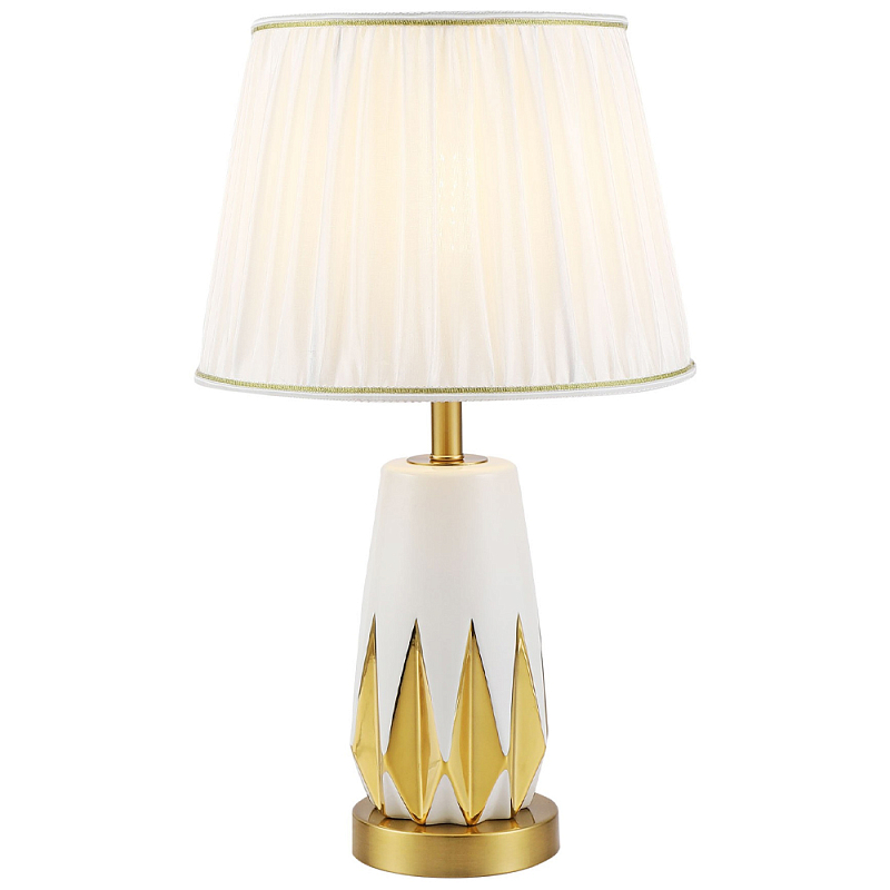 Настольная лампа с абажуром Femia White Gold Table Lamp Белый Золотой Настольная лампа с абажуром Femia White Gold Table Lamp Белый Золотой в Брянске | Loft Concept