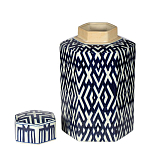 Ваза с крышкой и графическим узором в сине-белых цветах Blue & White Ornament  варинант исполнения - 1 | Loft Concept в Брянске