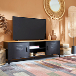 ТВ-тумба из металла и столешницей из массива дуба Metal Wood TV-Stand варинант исполнения - 6 | Loft Concept в Брянске