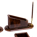 Настольный письменный набор с часами из природного камня обсидиана  Contract Extended варинант исполнения - 4 | Loft Concept в Брянске