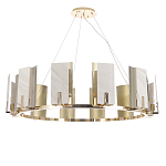 Люстра подвесная круглая с прямоугольными мраморными и золотистыми панелями на металлическом каркасе Диаметр 118 см Marble square Chandelier варинант исполнения - 1 | Loft Concept в Брянске