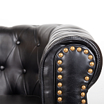 Кресло кожаное с мягкими подлокотниками на 4-х деревянных ножках Logan Leather Armchair black варинант исполнения - 4 | Loft Concept в Брянске