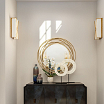 Золотое настенное круглое зеркало Golden Orbit варинант исполнения - 2 | Loft Concept в Брянске