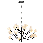 Люстра подвесная черного цвета с ветвями и белыми фарфоровыми цветами Floralis варинант исполнения - 8 | Loft Concept в Брянске
