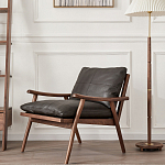 Кресло c каркасом из массива дерева и мягкой кожаной обивкой Walnut Armchair варинант исполнения - 11 | Loft Concept в Брянске