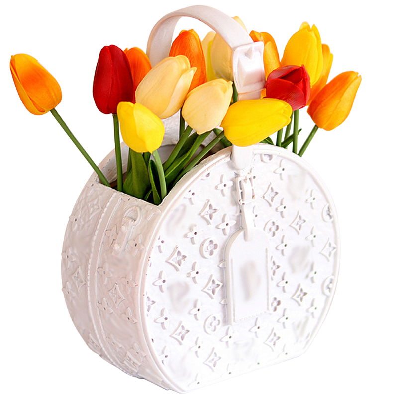 Кашпо для цветов в виде сумки Bag Vase Round White Белый в Брянске | Loft Concept 