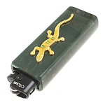 Зажигалка газовая из натурального камня Офиокальцит с декоративной металлической вставкой в виде ящерицы Metal Stone Lighters варинант исполнения - 2 | Loft Concept в Брянске