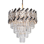 Люстра многоярусная с переплетенными металлическими элементами черного и золотого цвета и прозрачными хрустальными подвесками Empire Chandelier Crystal варинант исполнения - 1 | Loft Concept в Брянске