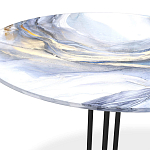 Стол журнальный с круглой бело-голубой столешницей из стекла White and Blue Marble варинант исполнения - 3 | Loft Concept в Брянске