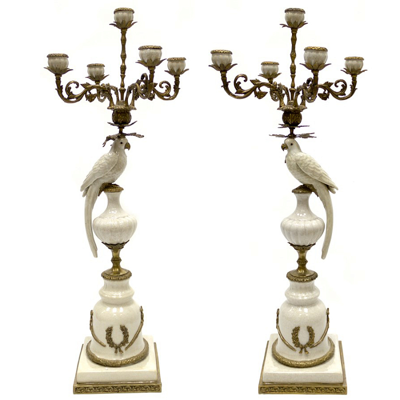 Подсвечник Candlestick White Parrot Белый Бронза Подсвечник Candlestick White Parrot Белый Бронза в Брянске | Loft Concept