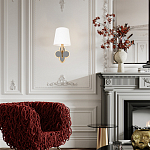 Бра с белым текстильным абажуром и фигурным основанием с зеркальной вставкой Vitorino варинант исполнения - 7 | Loft Concept в Брянске