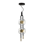 Подвесной светильник с 2-мя прозрачными стеклянными плафонами и золотистыми центральными вставками Virelia  варинант исполнения - 5 | Loft Concept в Брянске