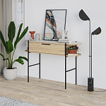 Консоль напольная деревянная с выдвижным ящиком и 2-мя полками со столешницей цвета белый мрамор OTIS CONSOLE OAK варинант исполнения - 3 | Loft Concept в Брянске