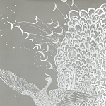 Обои ручная роспись в стиле Арт-деко Whistler Peacocks Special Colourway on Pale Grey dyed silk варинант исполнения - 2 | Loft Concept в Брянске