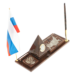 Настольный письменный набор с часами в виде пирамиды из природного камня обсидиана Pyramid of Time варинант исполнения - 2 | Loft Concept в Брянске