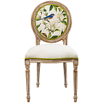 Стул бежевый из натурального бука с изображением птиц и цветов Blooming Blue Birds варинант исполнения - 1 | Loft Concept в Брянске