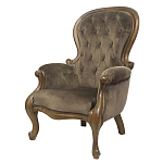 Кресло с мягкой обивкой из коричневого велюра на 4-х деревянных ножках Evelyn Classical Armchair варинант исполнения - 3 | Loft Concept в Брянске